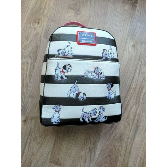 Loungefly Handbags - Loungefly Disney 101 Dalmatians Dog Striped Mini Backpack Black White Red